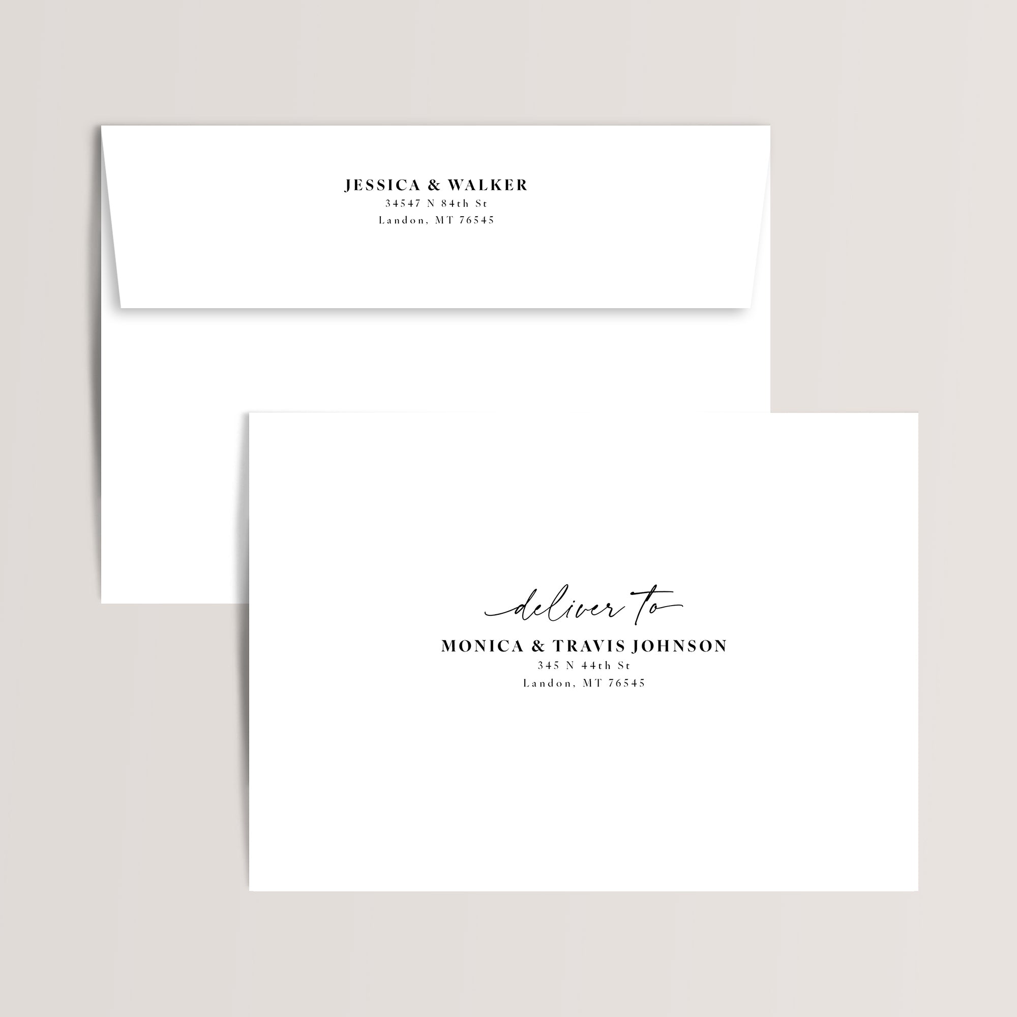 Elegant printed envelope addressing by Olive Invites