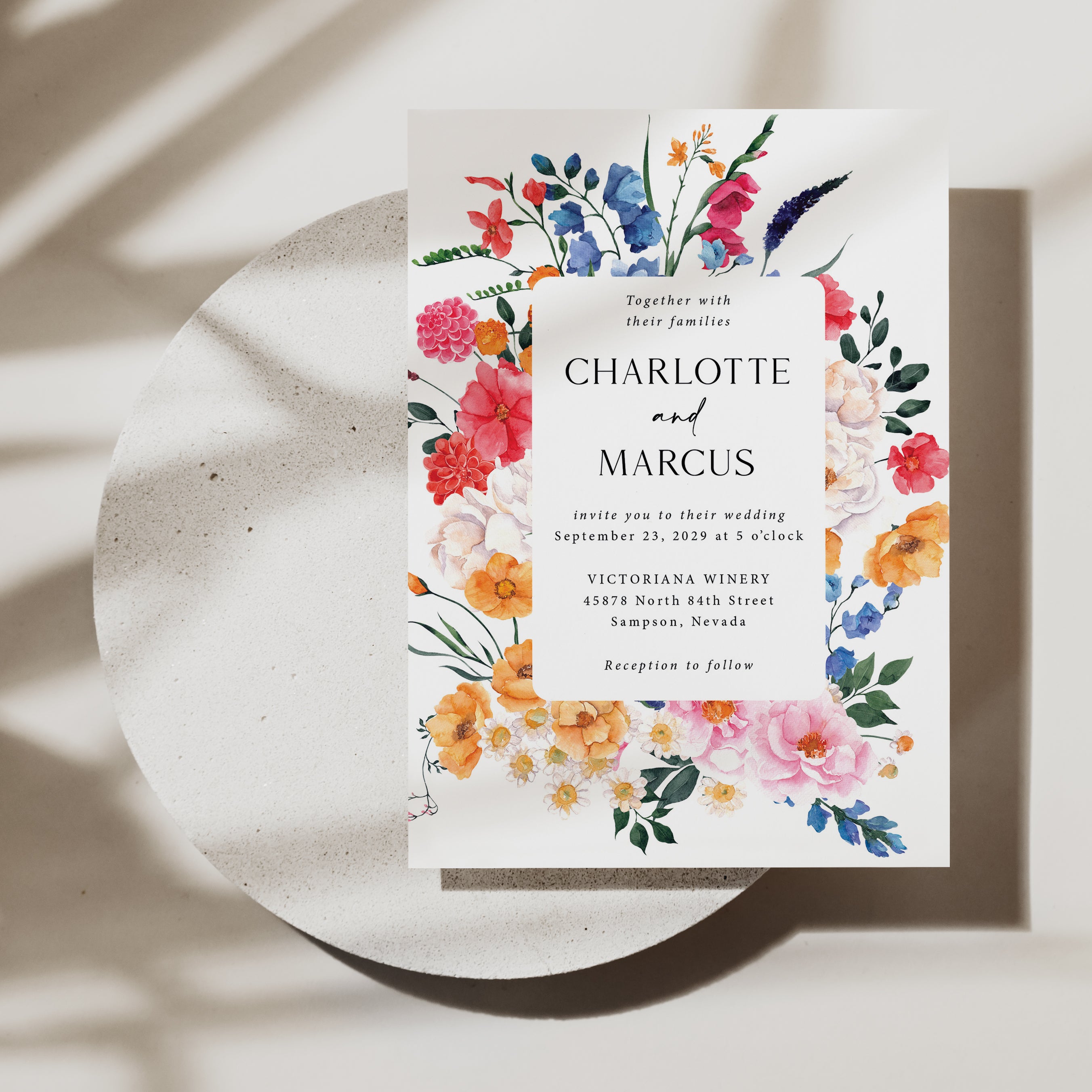 Floral, botanical and nature wedding products.