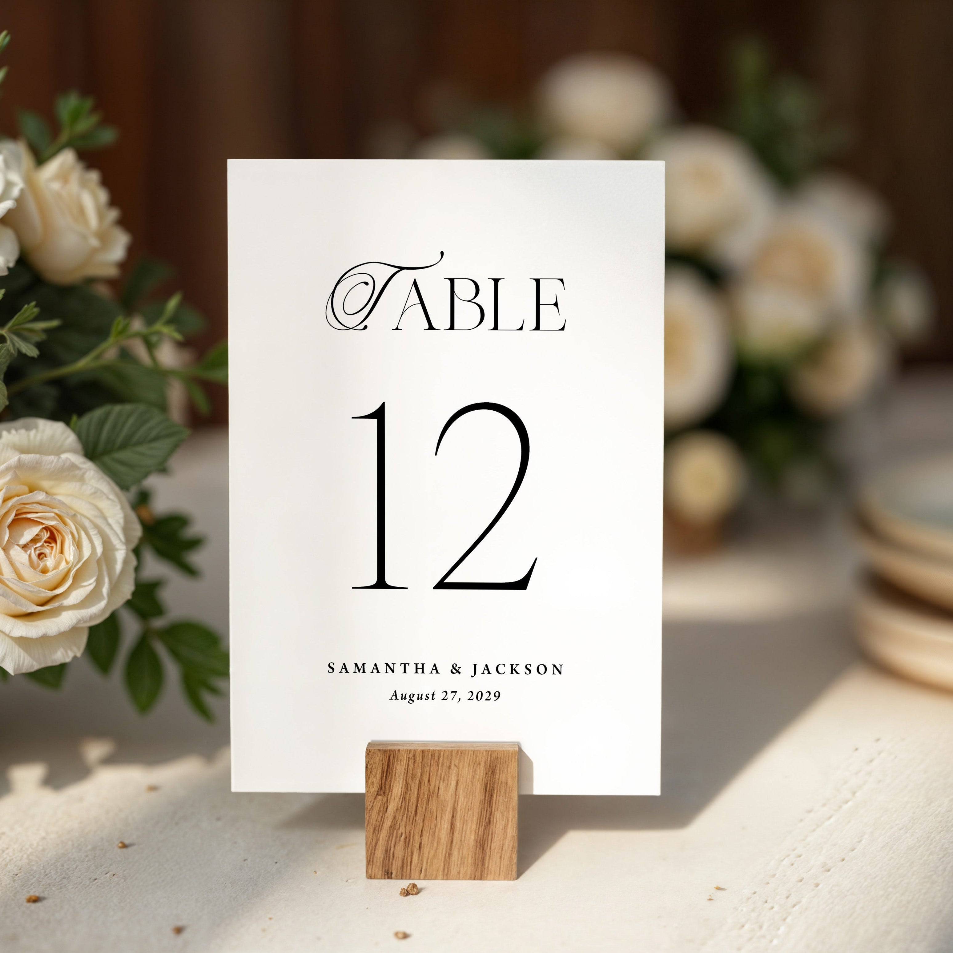 Modern wedding table numbers in black and white. These can be single sided or double sided.