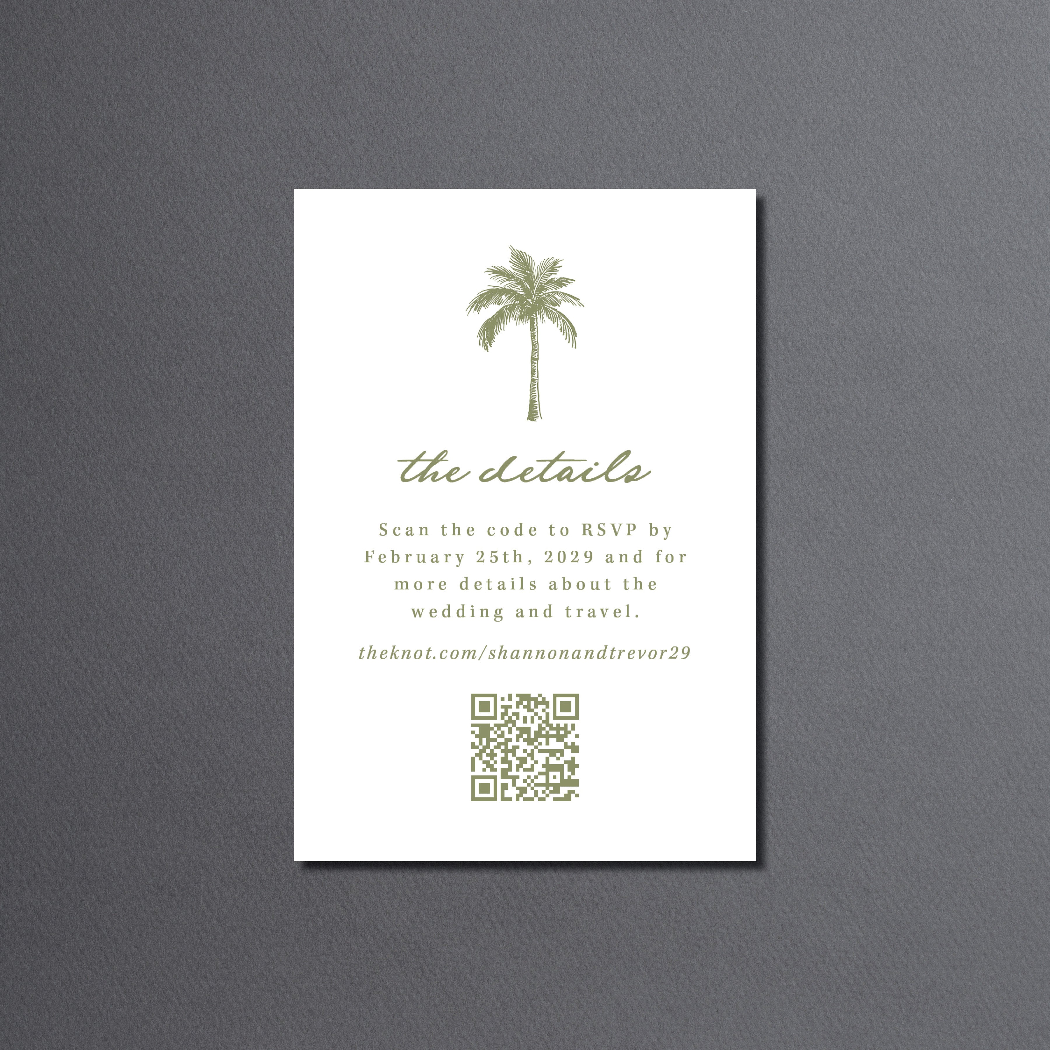 Tropical Destination Wedding Invitation Suite with QR Code RSVP and Details Card