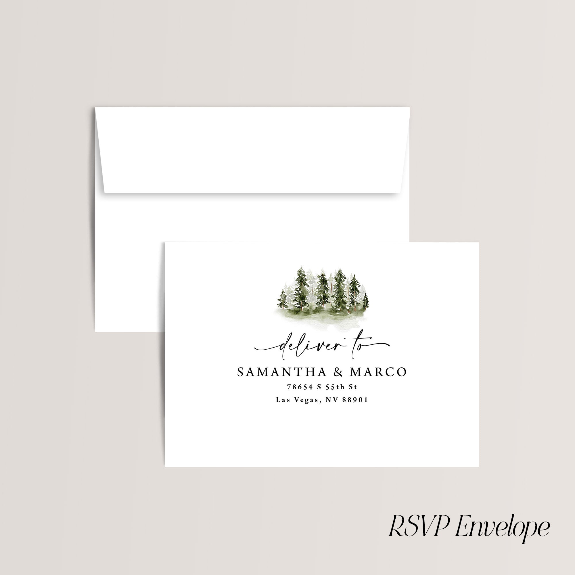 RSVP envelope printing from Olive Invites.