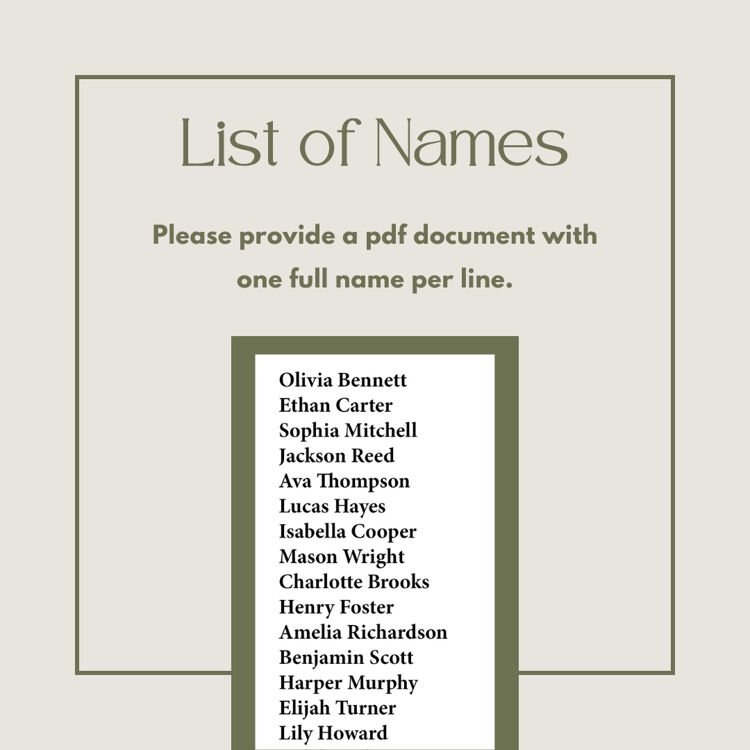 List of Names. Please provide a PDF document with one full name per line.
