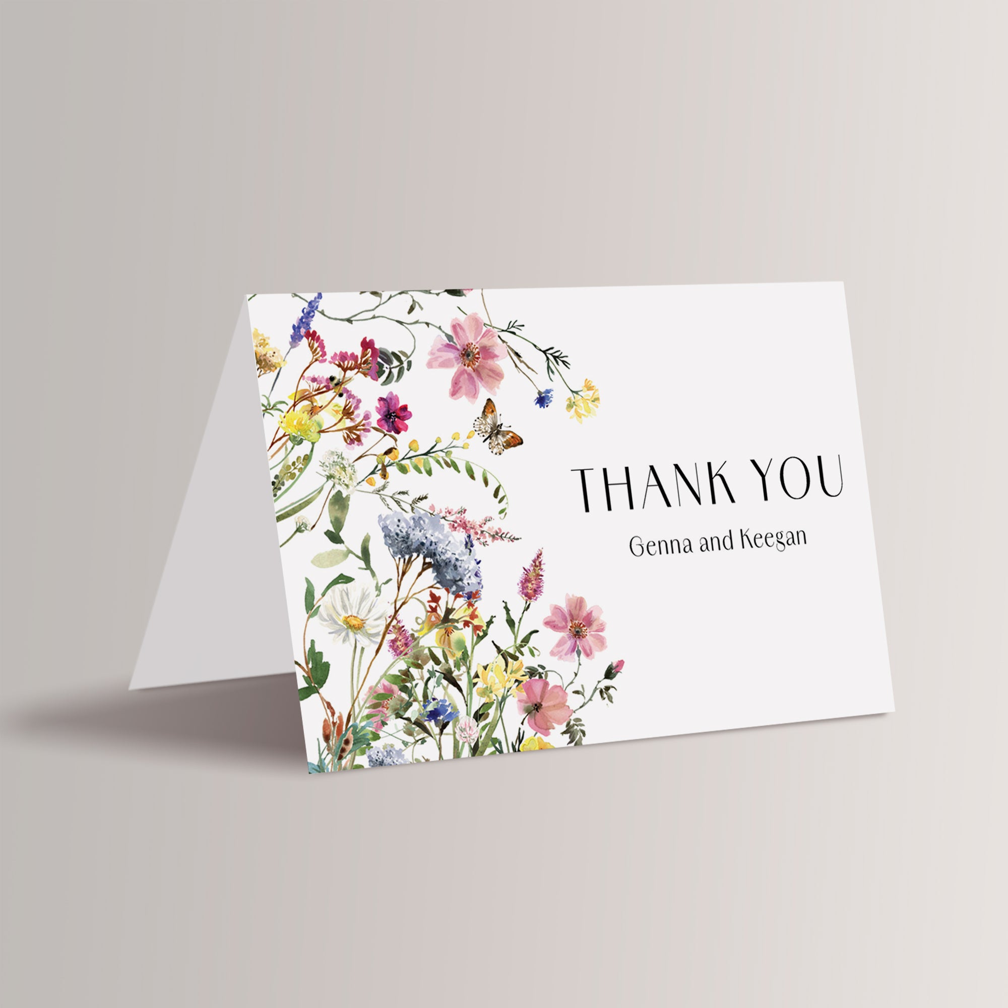 Express your gratitude with our Wildflower Wedding Thank You Cards, perfect for a charming spring or summer celebration. Featuring a delicate, nature-inspired design with blooming wildflowers, these cards beautifully complement garden, outdoor, or rustic weddings. A heartfelt way to thank your guests for being part of your special day.