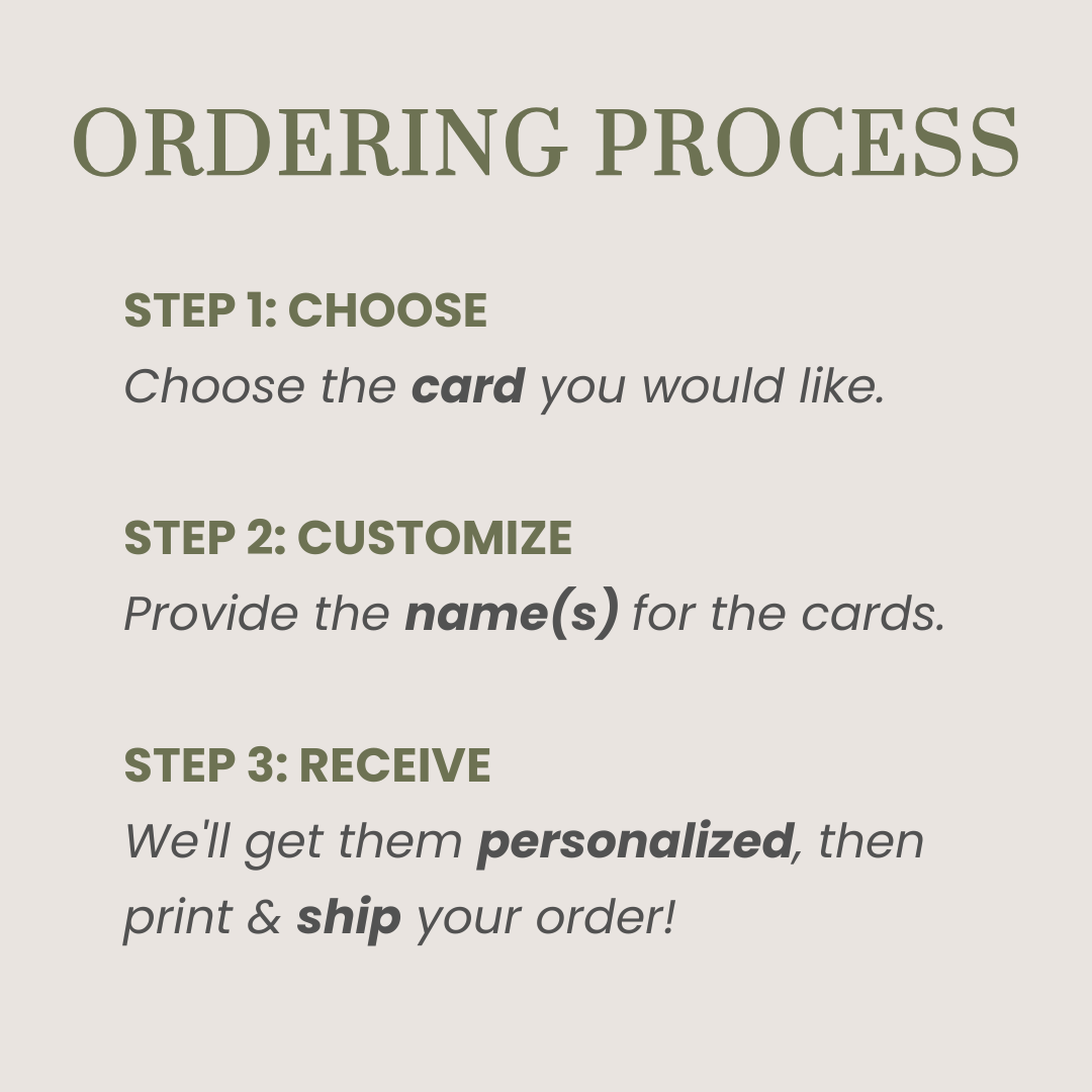 Ordering process for thank you cards at Olive Invites.