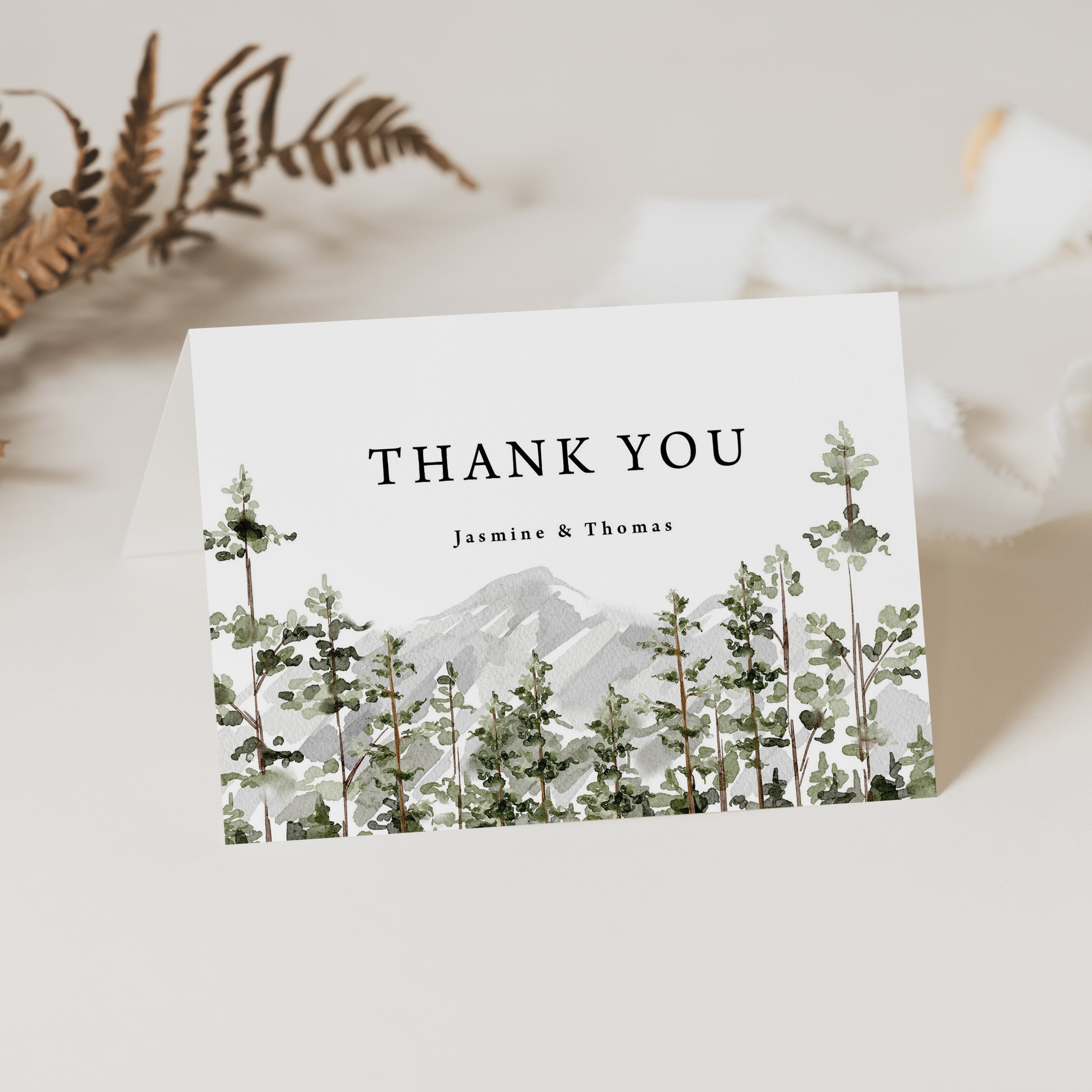 Wedding thank you cards that are personalized and printed by Olive Invites.