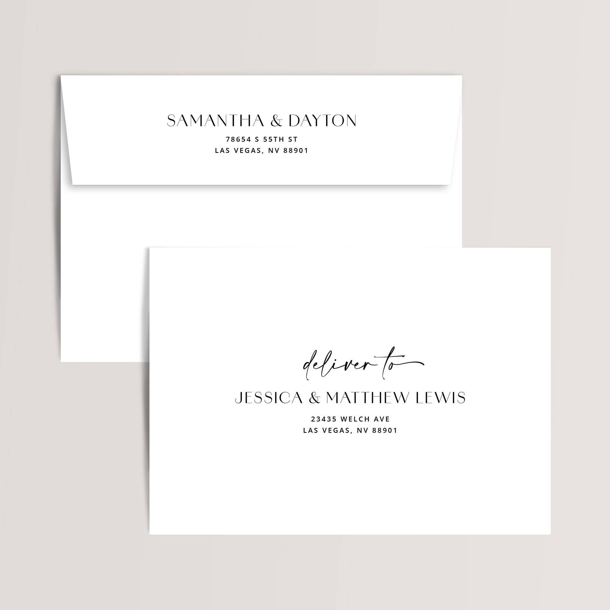 Envelope printing by Olive Invites.