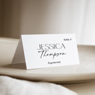 Add a touch of elegance to your wedding reception or event with these personalized, minimalist place cards. Featuring a classy black-and-white design with a beautiful mix of script and serif fonts, these place cards not only guide your guests to their seats but also serve as meal indicators to ensure each guest is served their preferred meal. Perfect for modern, chic celebrations.