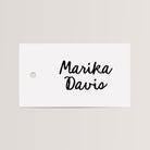 Personalized Hand Drawn Style Name Cards with Chiffon Ribbon that are printed for you with black ink on thick, smooth, white card stock and include the ribbon! You can choose the color of ribbon. Perfect for any occasion:

Weddings and Rehearsal Dinners
Baby Shower, Bridal Shower, Wedding Shower, Business Party, Corporate Event, or Events with assigned seating.