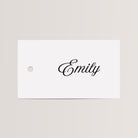 Personalized Fancy Name Cards with Chiffon Ribbon that are printed for you with black ink on thick, smooth, white card stock and include the ribbon! You can choose the color of ribbon. Perfect for any occasion:

Weddings and Rehearsal Dinners, Baby Shower, Bridal Shower, Wedding Shower, Business Party, Corporate Event or Events with assigned seating.