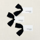 Personalized Wedding Place Cards with Chiffon Ribbon that are printed for you with black ink on thick, smooth, white card stock and include the ribbon! Perfect for any occasion: Weddings and Rehearsal Dinners, Baby Shower, Bridal Shower, Wedding Shower, Business Party, Corporate Event and Events with assigned seating.