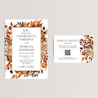 Boho Fall Wedding Invitation Suite with QR Code RSVP Card

Warm and inviting, our modern boho wedding invitation suite features rich terracotta tones, delicate fall florals, and leafy accents, perfectly capturing the essence of an autumn wedding. Printed on smooth, high-quality cardstock, each RSVP/details card includes a scannable QR code, giving your guests seamless access to your wedding website for all the important details and a convenient way to RSVP.