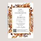 Boho Fall Wedding Invitations with QR Code

Warm and modern, these autumn-inspired wedding invitations feature rich terracotta tones, boho fall florals, and leafy accents. Including a convenient QR code for easy guest RSVPs, these stylish and practical invitations are perfect for fall weddings, setting the tone for a cozy and romantic celebration.