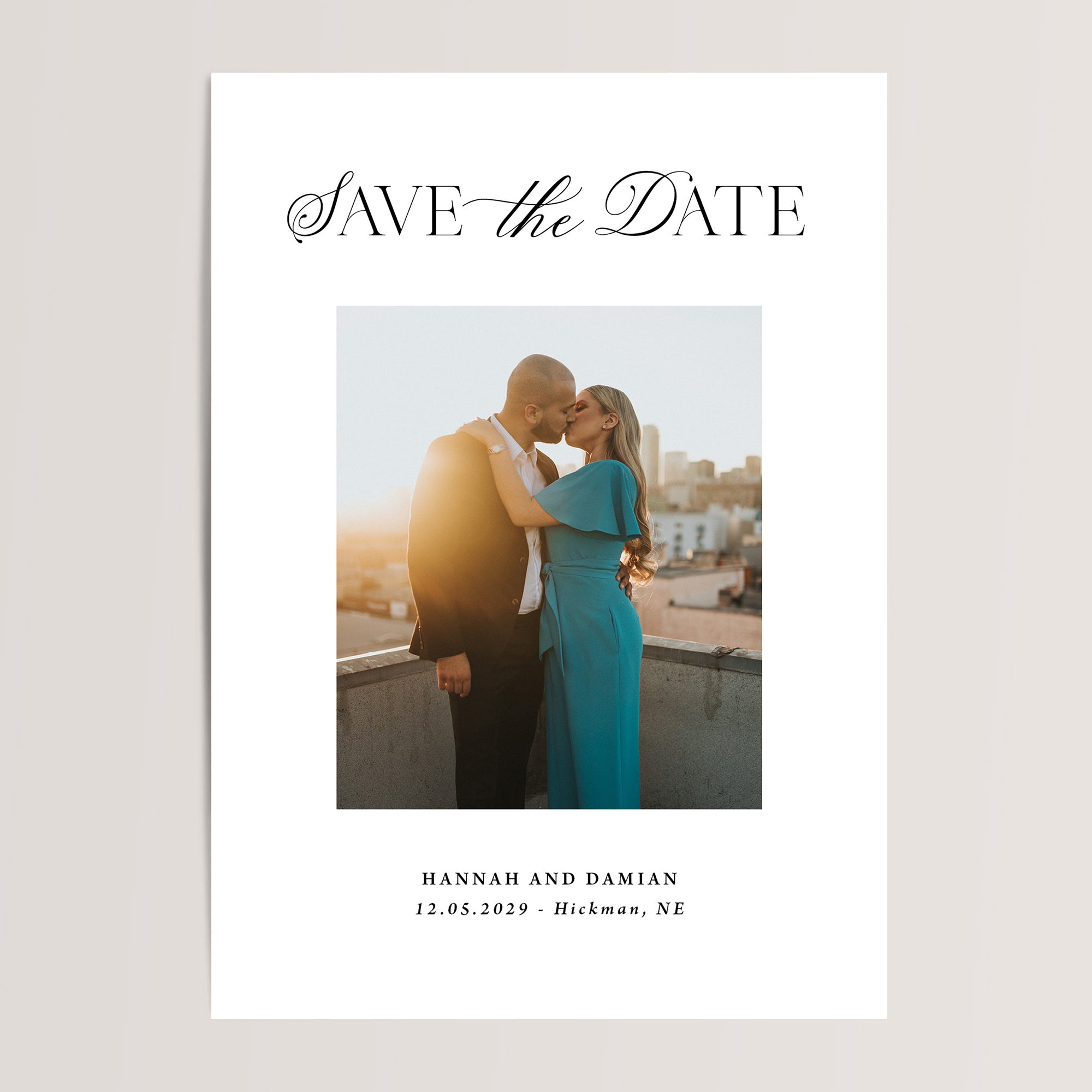 Simple wedding save the date cards that are professionally printed for you. Perfect for one photo and comes with envelopes. 