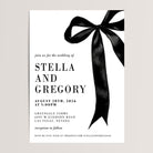 These elegant wedding invitations showcase a timeless black bow or ribbon detail, adding a romantic and vintage-inspired touch. Perfect for a sophisticated and coquette-style wedding, they balance classic charm with modern elegance. Guests can conveniently RSVP via your wedding website, ensuring a seamless and stress-free experience for your big day.