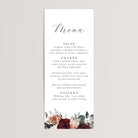Add a touch of elegance to your celebration with our wedding dinner menu cards printed with burgundy florals. Perfect for a modern wedding reception, these professionally printed menu cards are crafted on thick, smooth white cardstock for a high-quality feel your guests will notice.