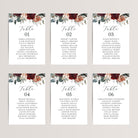 Simple wedding seating chart cards with watercolor burgundy florals&nbsp; that are printed for you on nice, thick card stock. These table seating arrangement signs are perfect wedding reception decor.