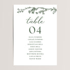 Simple wedding seating chart cards with dark green florals that are printed for you on nice, thick card stock These table seating arrangement signs are perfect wedding reception decor.