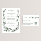 Elegant and budget-friendly, our dark green floral wedding invitation suite is the perfect choice for your autumn or winter celebration. Printed on smooth, thick cardstock, each RSVP/details card includes a scannable QR code for easy access to your wedding website, ensuring your guests have all the important details at their fingertips and can RSVP there too.