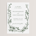Featuring a dark green floral design, these cards are the perfect way to announce your wedding. Ideal for couples looking to set the tone for a cozy and earthy event.