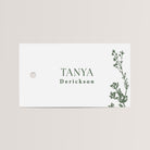 Personalized Place Cards with Dark Green Florals and Chiffon Ribbon in dark green ink that are printed for you on thick, smooth, white card stock! Perfect for any occasion: Weddings and Rehearsal Dinners, Baby Shower, Bridal Shower, Wedding Shower, Business Party, Corporate Event and Events with assigned seating.