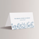 Bring a touch of natural beauty to your wedding with our personalized dusty blue French toile floral place cards with meal choice. Not only do they guide your guests to their seats, but they also add a romantic, floral touch to your wedding reception décor.
