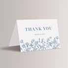 Personalized wedding thank you cards with gorgeous dusty blue French toile florals – a perfect way to express your gratitude for your wedding.