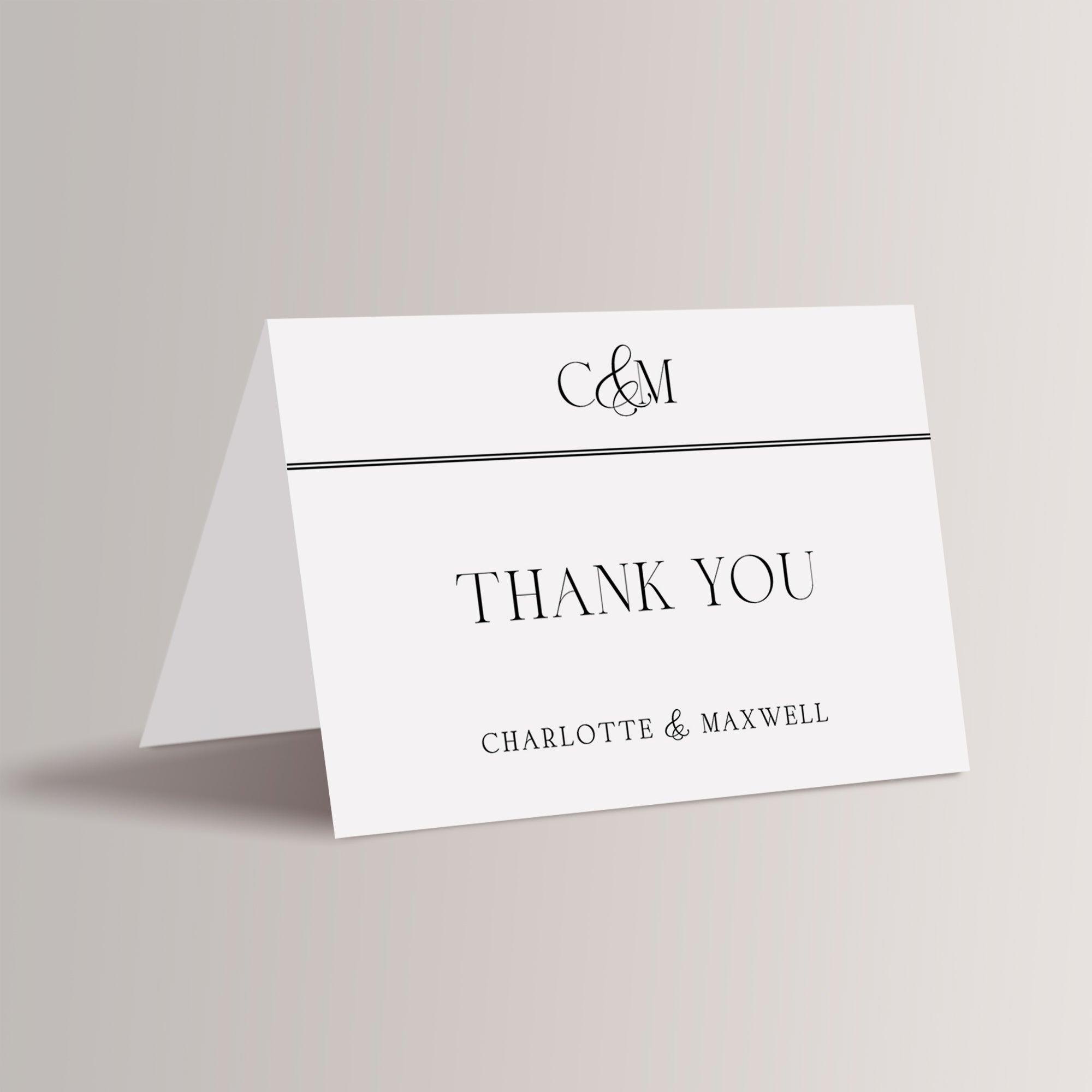 Personalized Monogram Wedding Thank You Cards that are printed for you and include envelopes. 