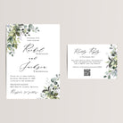 Boho Eucalyptus and Greenery Wedding Invitation Suite with QR Code RSVP Card

Elegant and budget-friendly, our boho wedding invitation suite featuring eucalyptus and greenery is the perfect choice for your outdoor or fall wedding. Printed on smooth, high-quality cardstock, each RSVP/details card includes a scannable QR code, providing your guests with easy access to your wedding website for all the important details and they can RSVP there too.