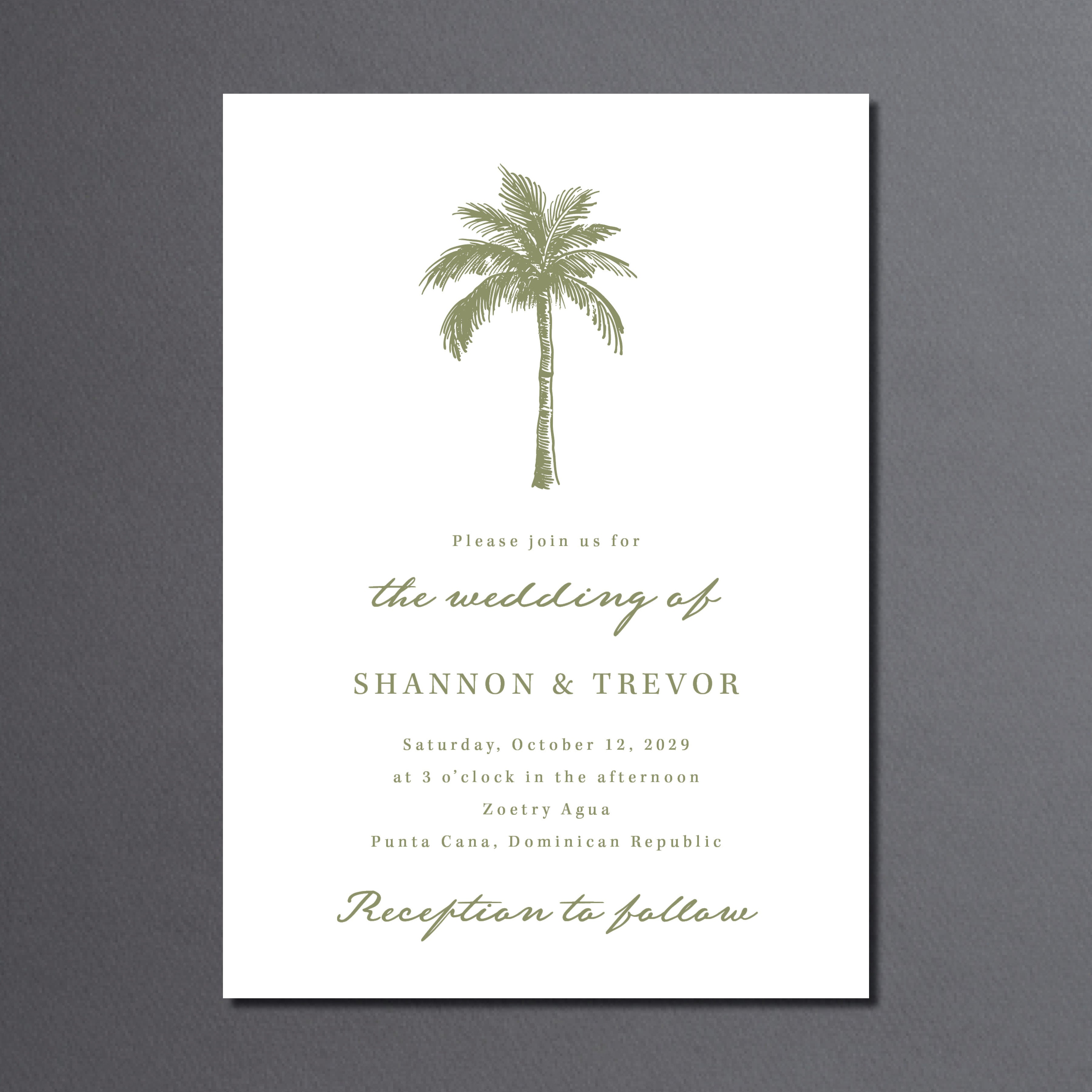 Tropical Destination Wedding Invitation Suite with QR Code RSVP and Details Card