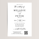 Minimalist Wedding Invitations with QR Code

Elegant and budget-friendly, these simple black and white wedding invitations feature a clean, modern design and include a QR code for easy guest RSVPs. Perfect for contemporary weddings, these all-in-one invitations offer both style and practicality, providing your guests with all the important details for your big day.