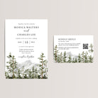 Mountain Wedding Invitation Suite with QR Code RSVP Card

Elegant and budget-friendly, our mountain forest wedding invitation suite featuring scenic watercolor mountains and trees is the perfect choice for your outdoor forest or rustic wedding. Printed on smooth, high-quality cardstock, each RSVP/details card includes a scannable QR code, giving your guests easy access to your wedding website for all the important details and a convenient way to RSVP.