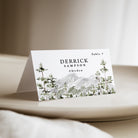 Mountain wedding place card with meal choice that are personalized and printed for you. 