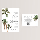 Tropical Palm Tree Wedding Invitation Suite with QR Code RSVP and Details&nbsp;Card

Elegant and budget-friendly, our palm tree-themed wedding invitation suite is the perfect choice for your tropical or destination wedding. Printed on smooth, thick cardstock, each RSVP/details card features a scannable QR code for easy access to your wedding website, ensuring your guests have all the important wedding details at their fingertips.