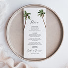 Add a touch of elegance to your celebration with our wedding dinner menu cards printed with palm trees. Perfect for a destination wedding reception, these professionally printed menu cards are crafted on thick, smooth white cardstock for a high-quality feel your guests will notice.