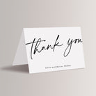 Simple Black and White Wedding Thank You Cards

Black and white minimalist wedding thank you cards – a timeless and elegant choice for your modern wedding. Featuring sleek, clean lines and a sophisticated design, these cards are a beautiful way to express your gratitude and complement your stylish wedding celebration. These are personalized with names.