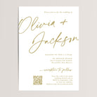 Gold Wedding Invitations with QR Code

These budget-friendly minimalist wedding invitations feature a sleek gold and white design, with a convenient QR code for your guests to easily RSVP. Ideal for modern weddings, these all-in-one invitations combine elegance and simplicity, ensuring your guests have all the essential details for your special day.