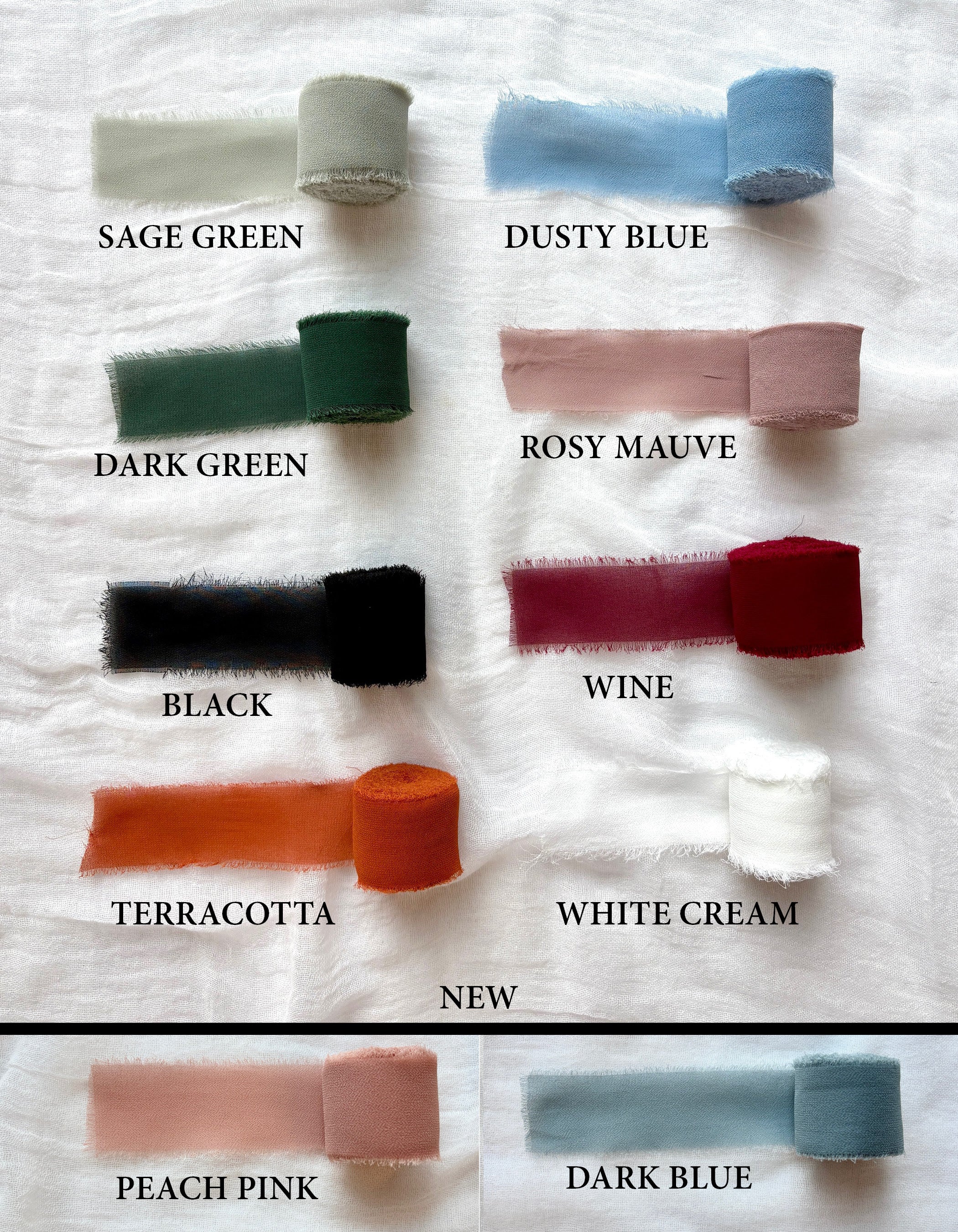 Chiffon ribbon colors to choose from. 